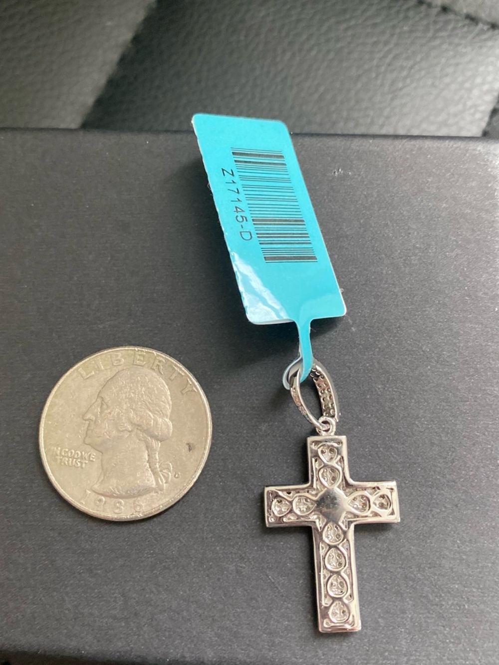 Silver Moissanite Cross Pendant - Picture 5 of 6